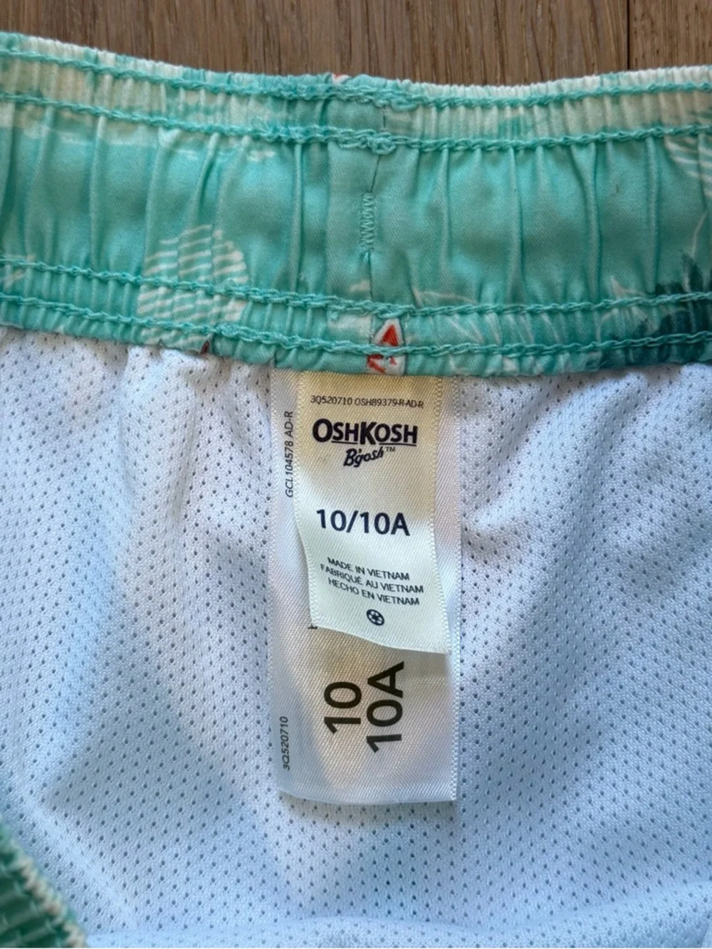 Oshkosh boys tropical aqua blue swim trunks 10